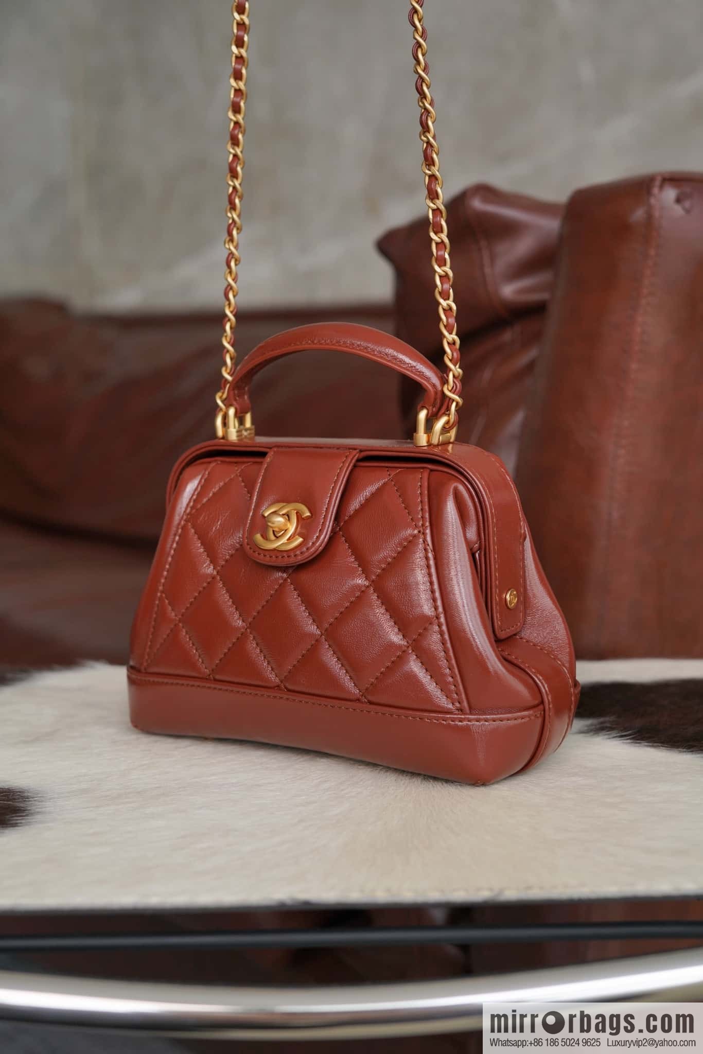 CHANEL 24A Superior Handicraft Doctor Doctor Bag, Small, Caramel AS4958