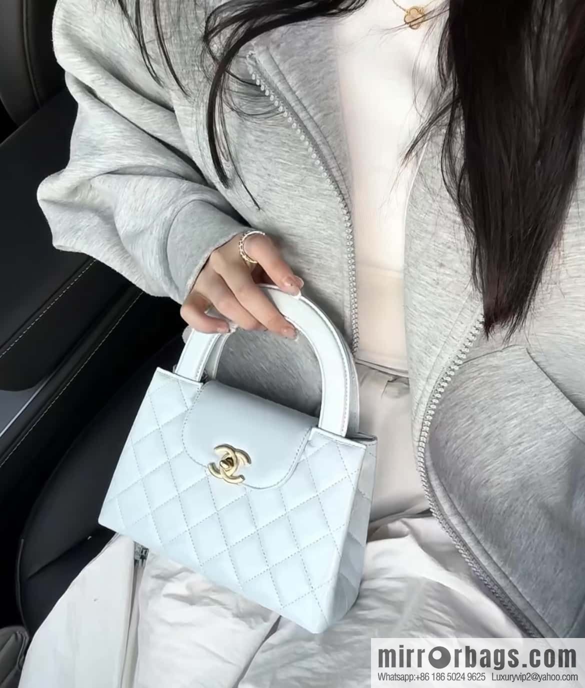 CHANEL 24S New Color Kelly Handle Bag, Large, Glacier Blue AS4416