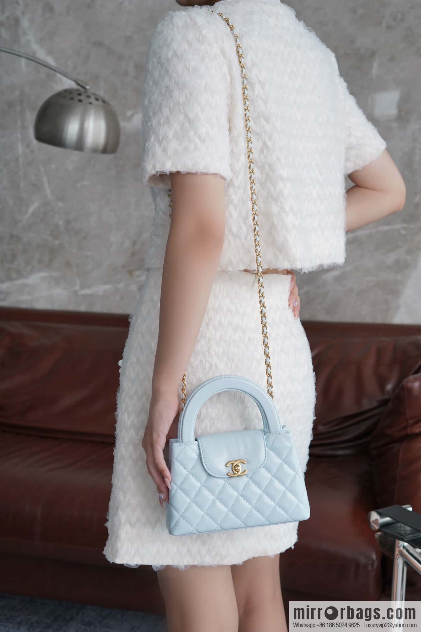 CHANEL 24S New Color Kelly Handle Bag, Large, Glacier Blue AS4416