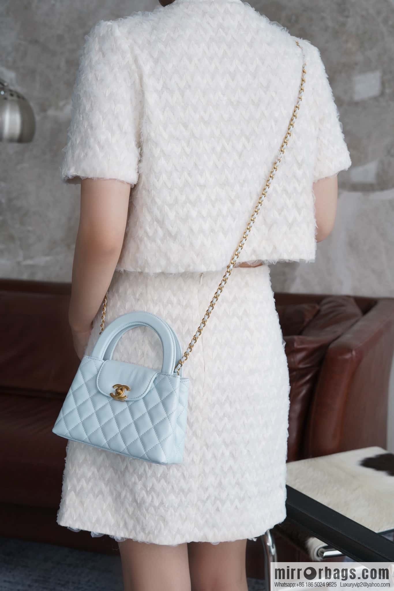 CHANEL 24S New Color Kelly Handle Bag, Large, Glacier Blue AS4416