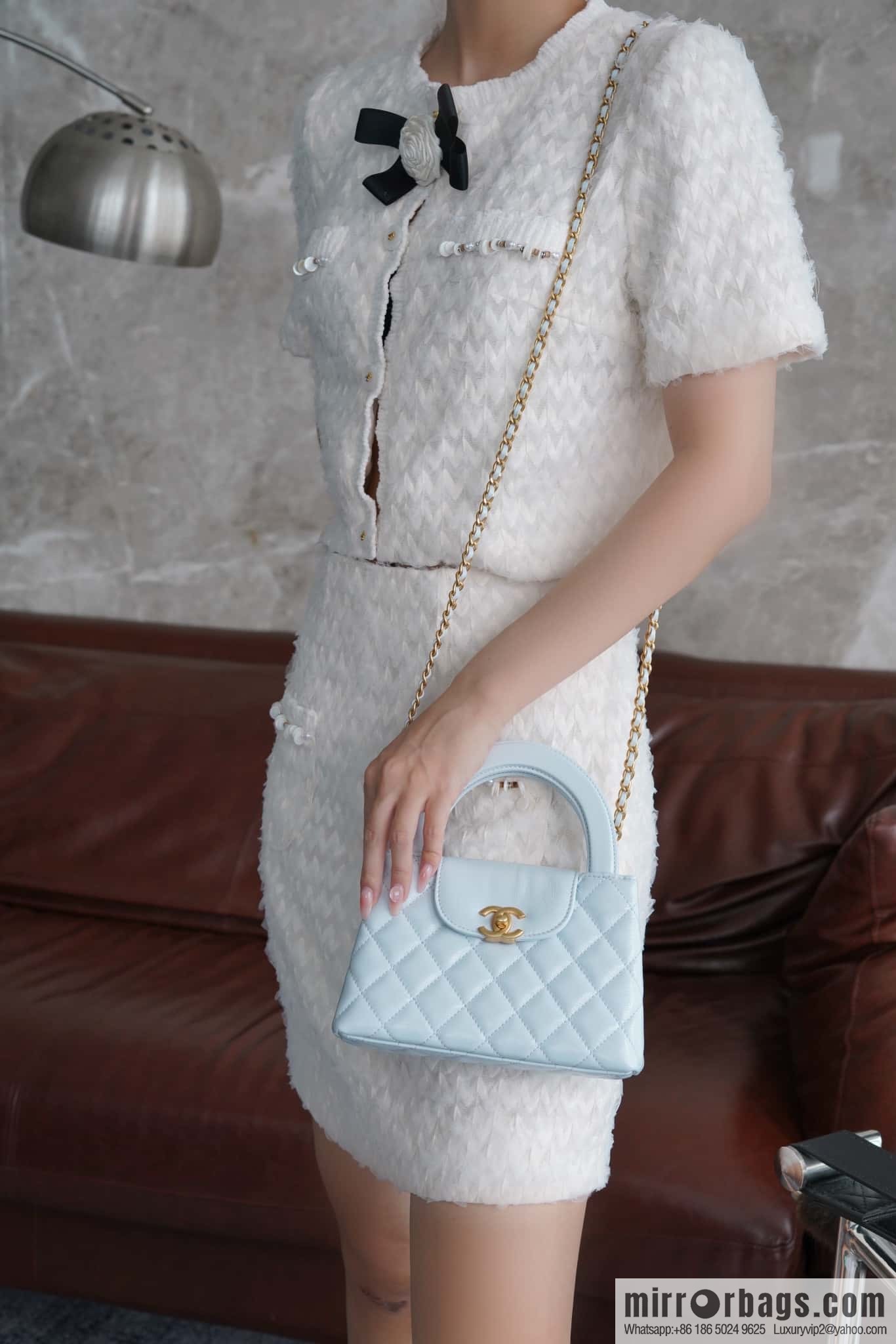 CHANEL 24S New Color Kelly Handle Bag, Large, Glacier Blue AS4416