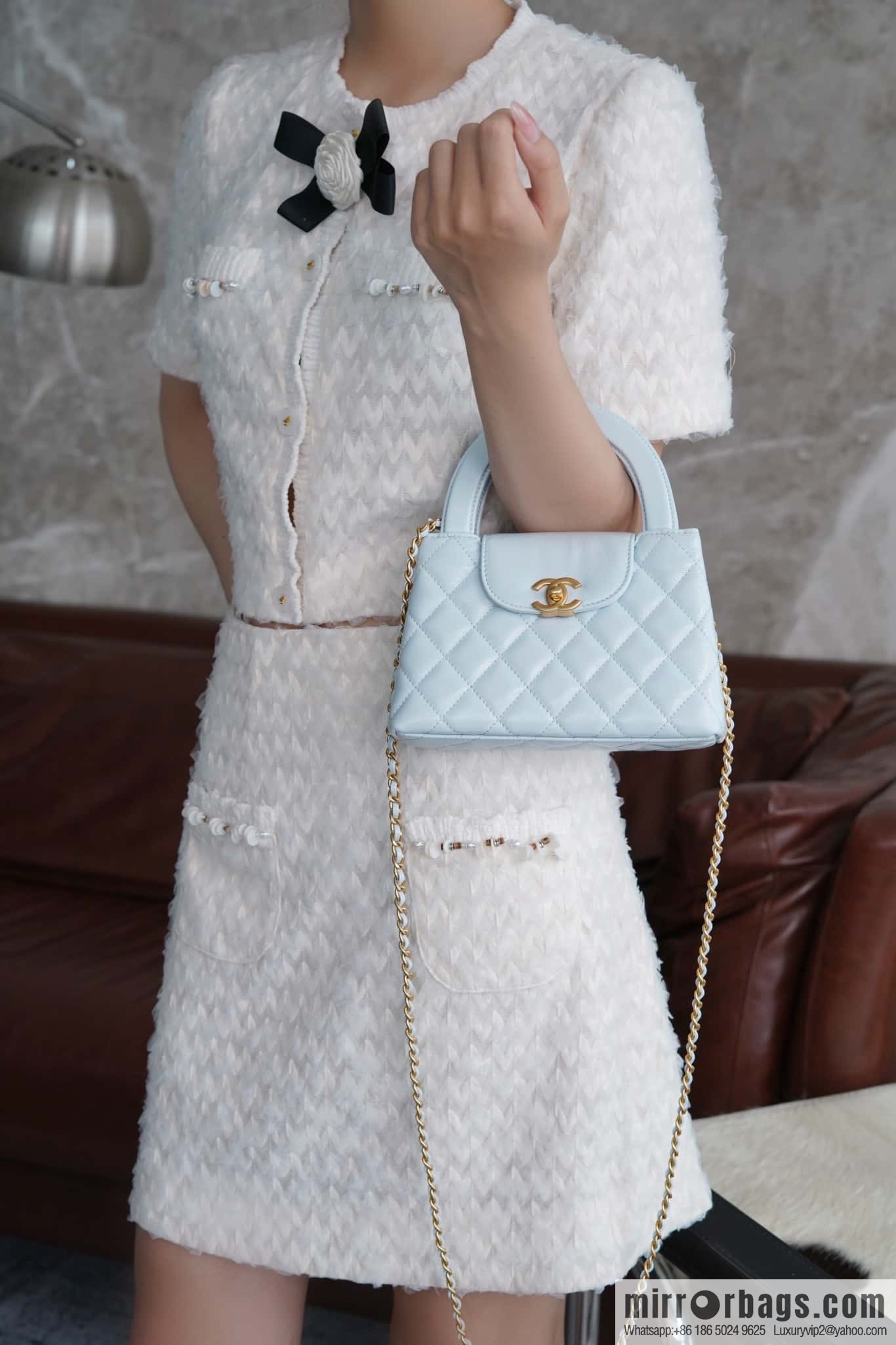 CHANEL 24S New Color Kelly Handle Bag, Large, Glacier Blue AS4416
