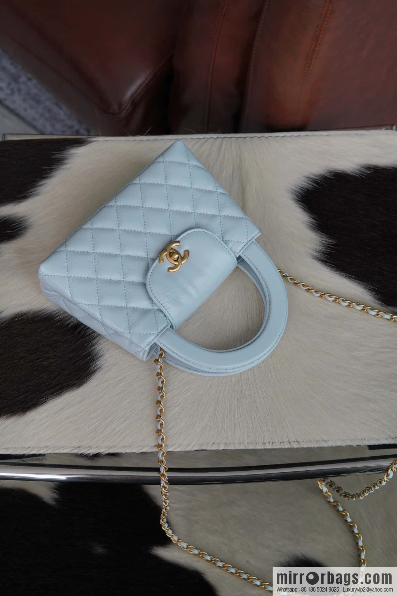 CHANEL 24S New Color Kelly Handle Bag, Large, Glacier Blue AS4416