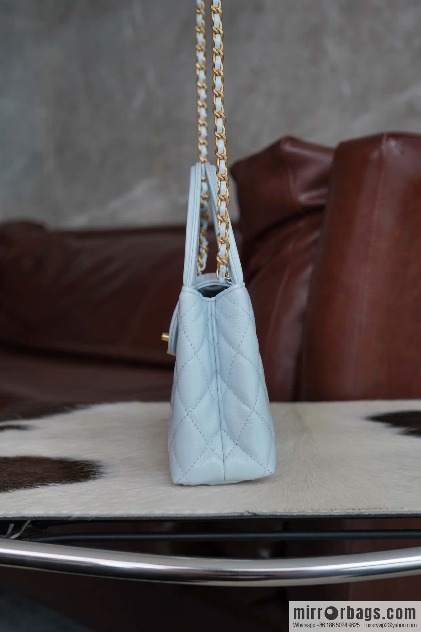 CHANEL 24S New Color Kelly Handle Bag, Large, Glacier Blue AS4416