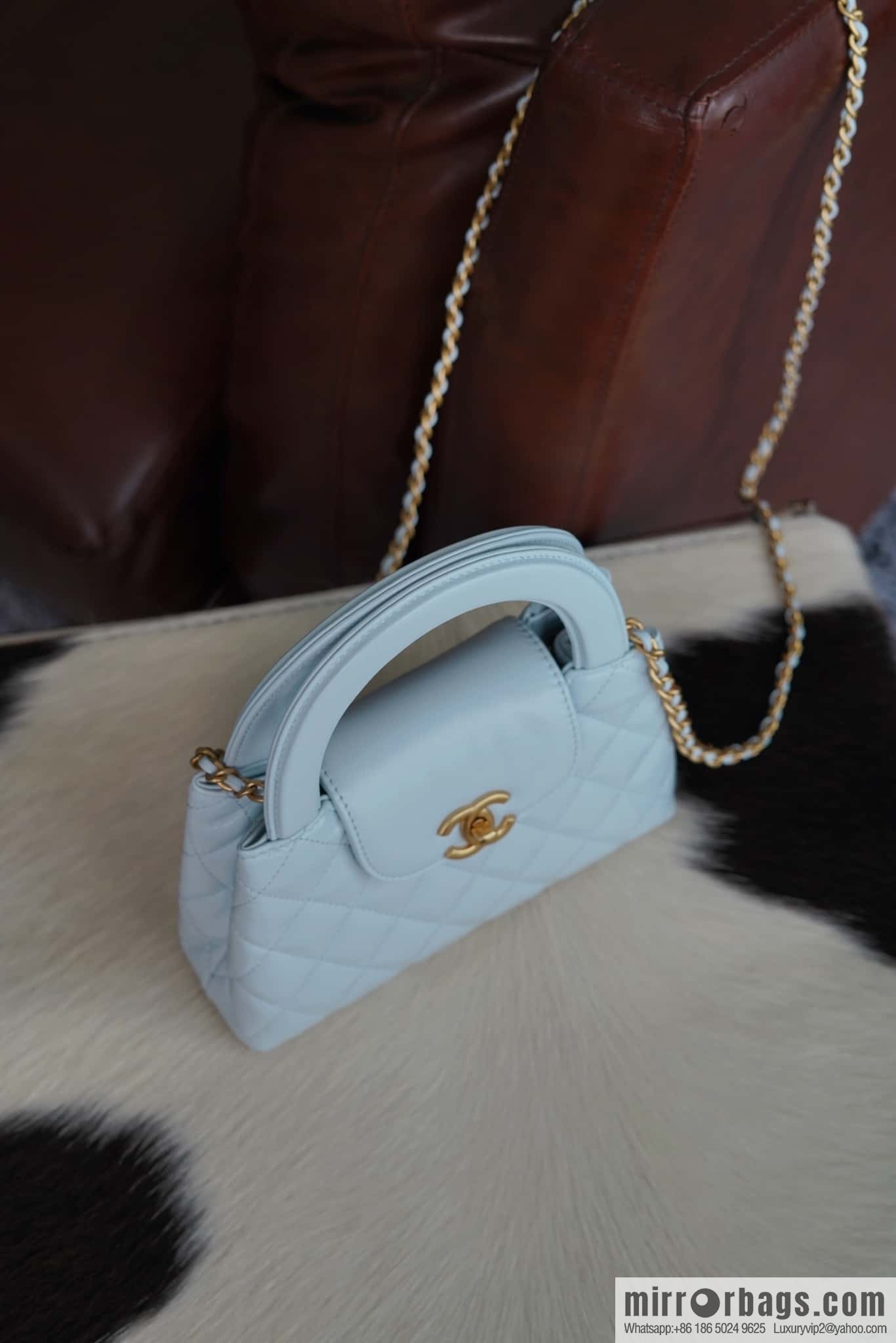 CHANEL 24S New Color Kelly Handle Bag, Large, Glacier Blue AS4416