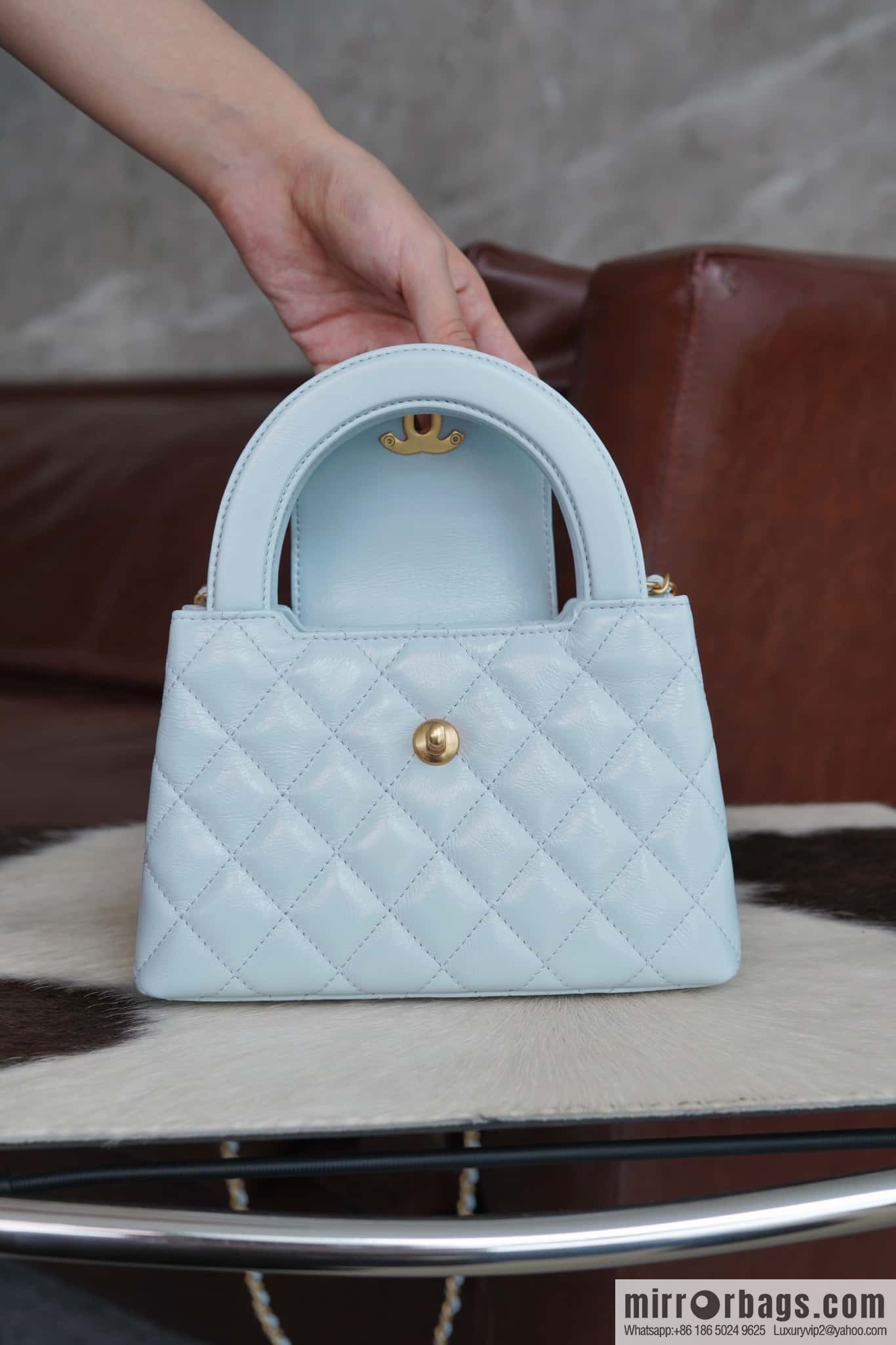 CHANEL 24S New Color Kelly Handle Bag, Large, Glacier Blue AS4416