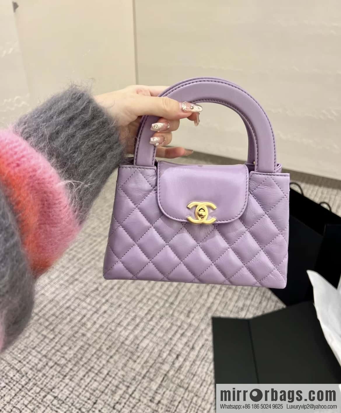 CHANEL 24S New Color Kelly Handle Bag, Large, Taro Purple AS4416