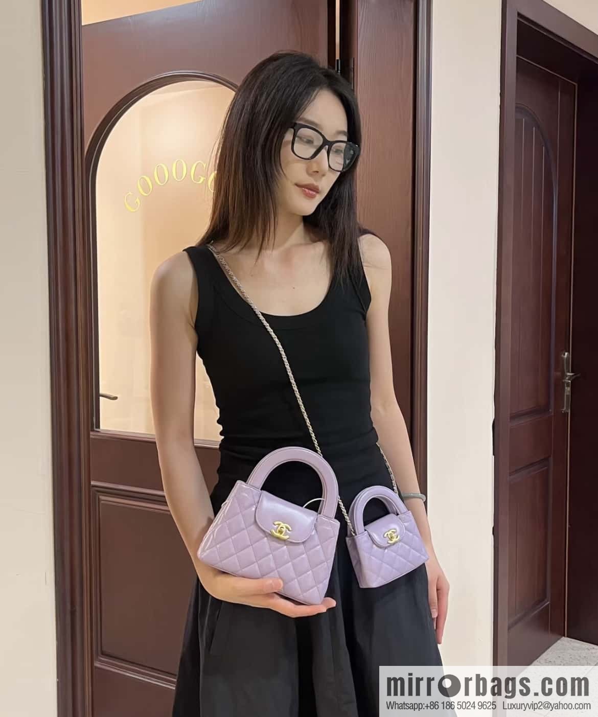 CHANEL 24S New Color Kelly Handle Bag, Large, Taro Purple AS4416