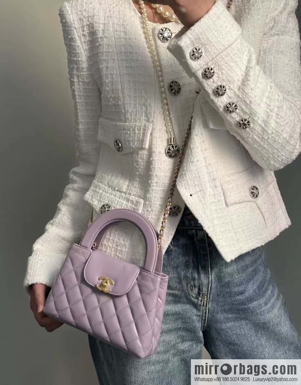 CHANEL 24S New Color Kelly Handle Bag, Large, Taro Purple AS4416