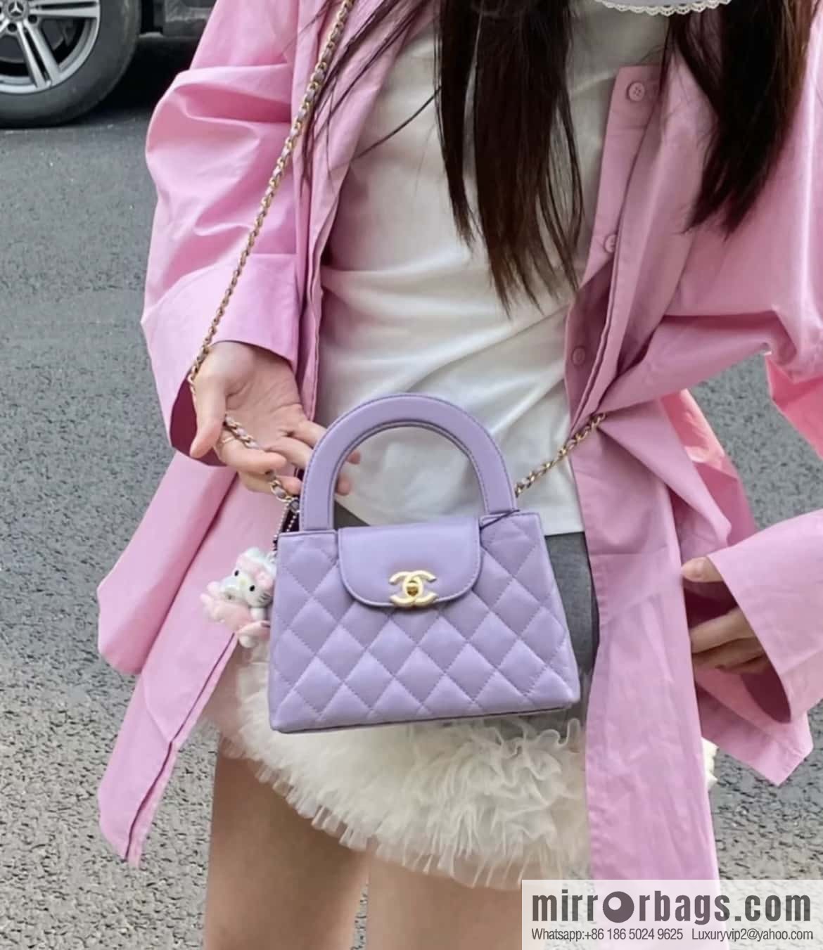 CHANEL 24S New Color Kelly Handle Bag, Large, Taro Purple AS4416