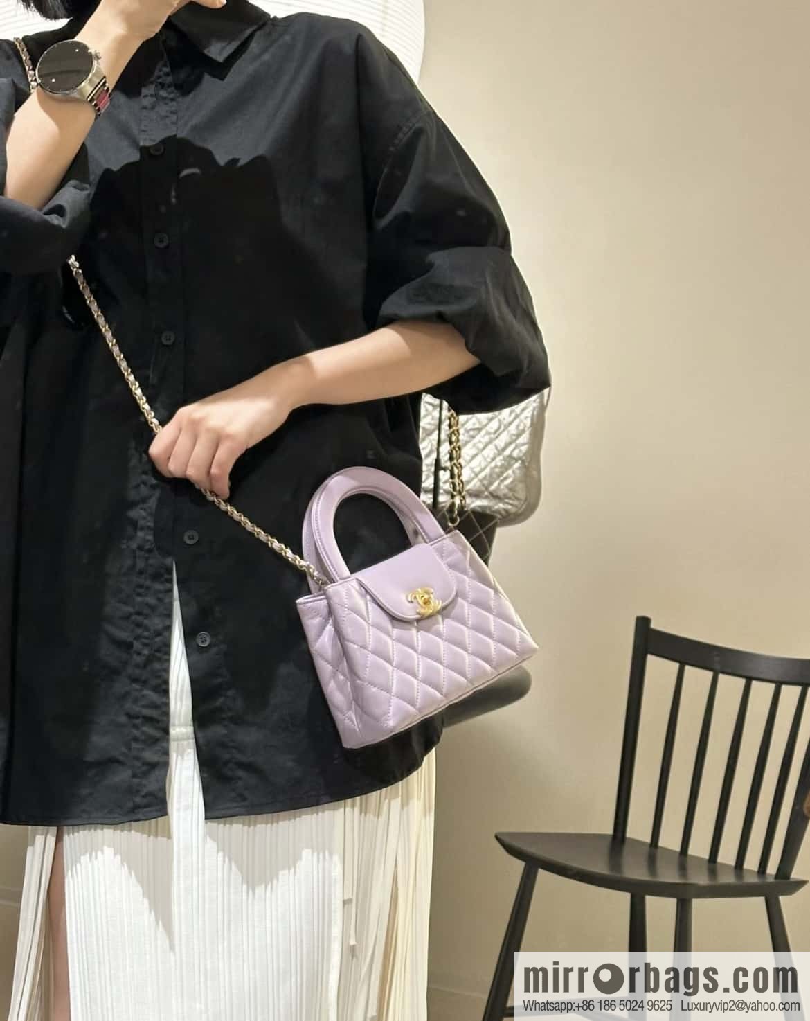 CHANEL 24S New Color Kelly Handle Bag, Large, Taro Purple AS4416