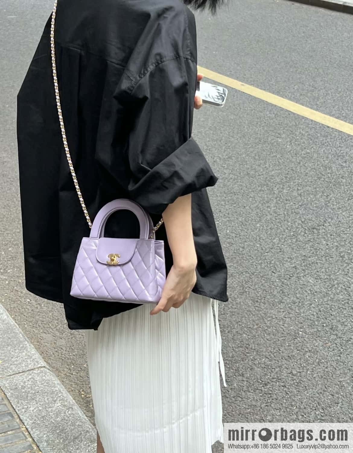 CHANEL 24S New Color Kelly Handle Bag, Large, Taro Purple AS4416
