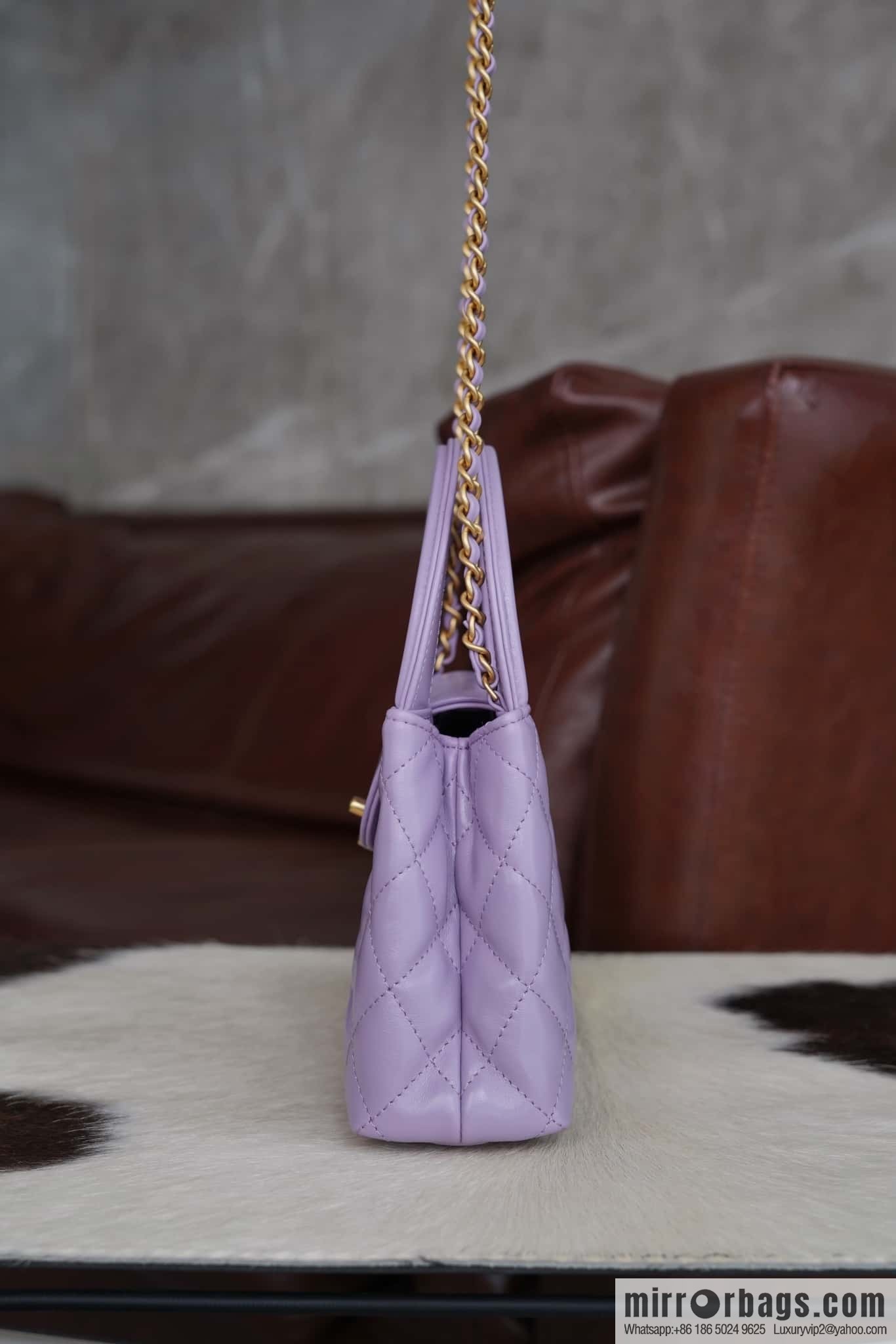 CHANEL 24S New Color Kelly Handle Bag, Large, Taro Purple AS4416