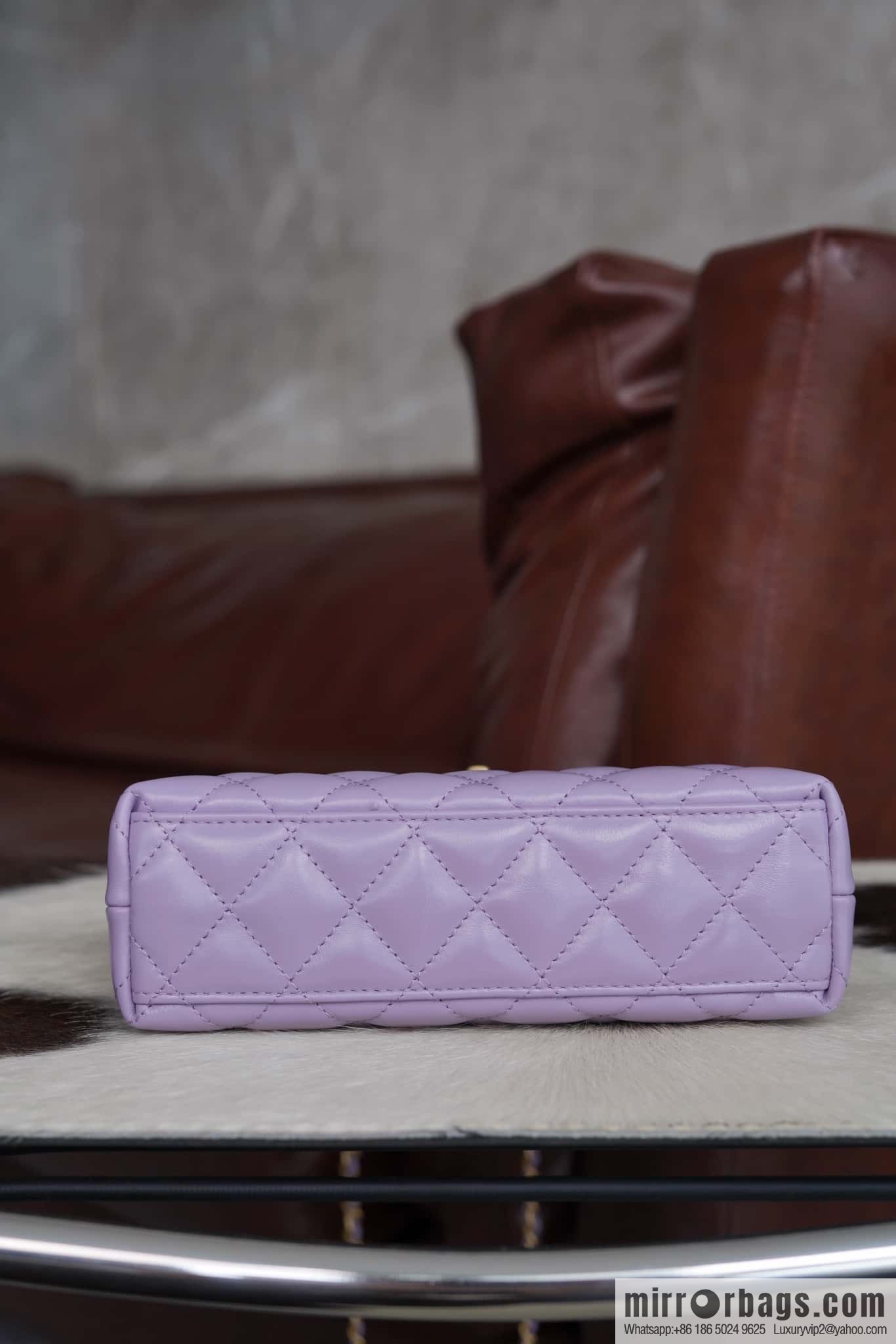 CHANEL 24S New Color Kelly Handle Bag, Large, Taro Purple AS4416