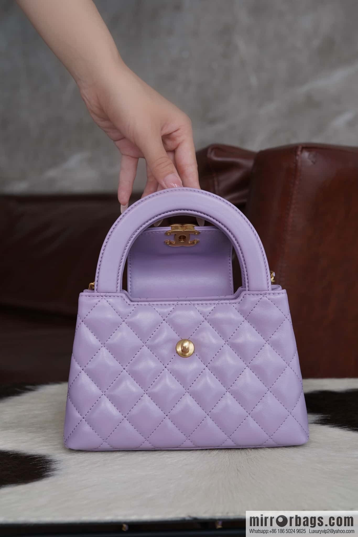 CHANEL 24S New Color Kelly Handle Bag, Large, Taro Purple AS4416
