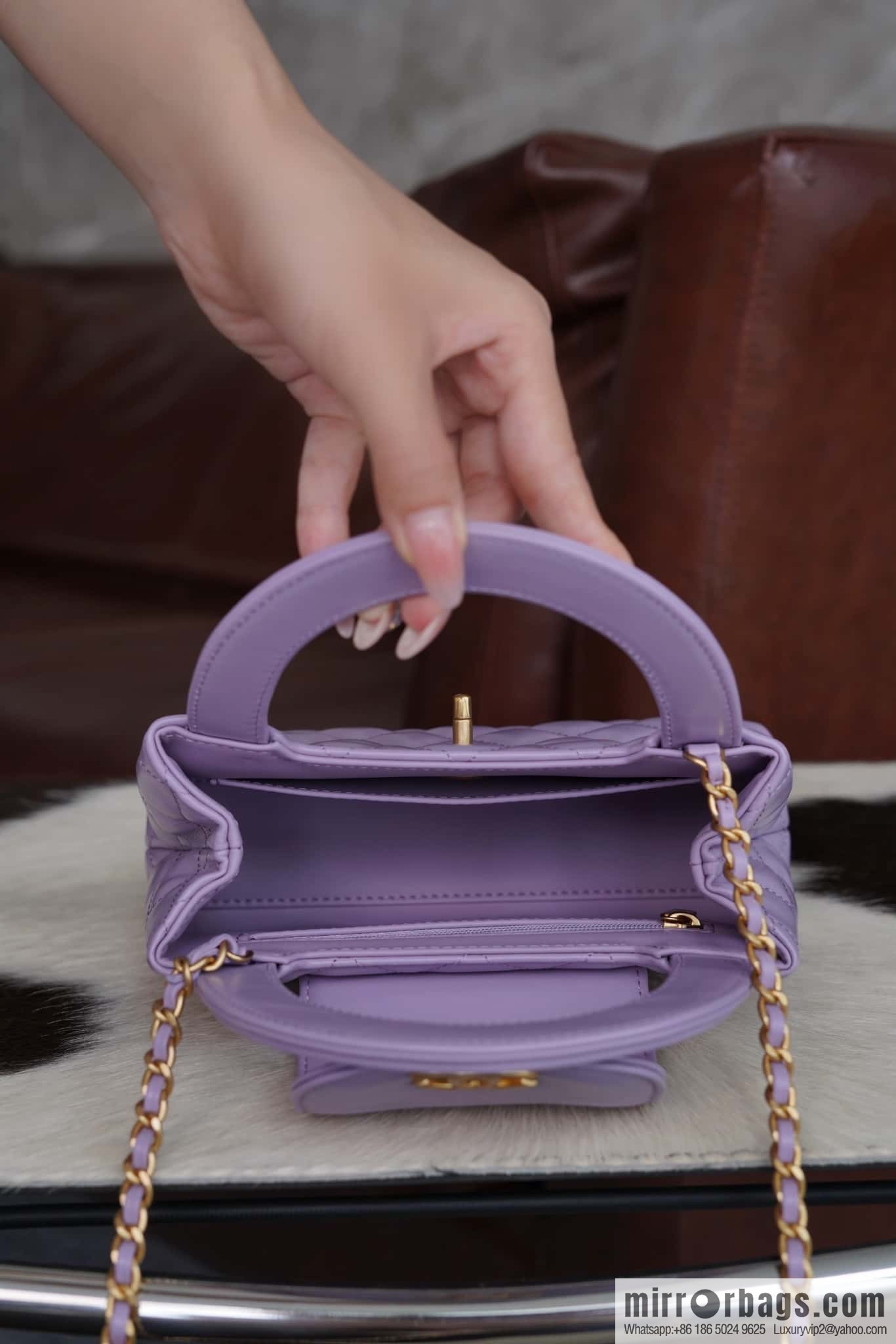 CHANEL 24S New Color Kelly Handle Bag, Large, Taro Purple AS4416