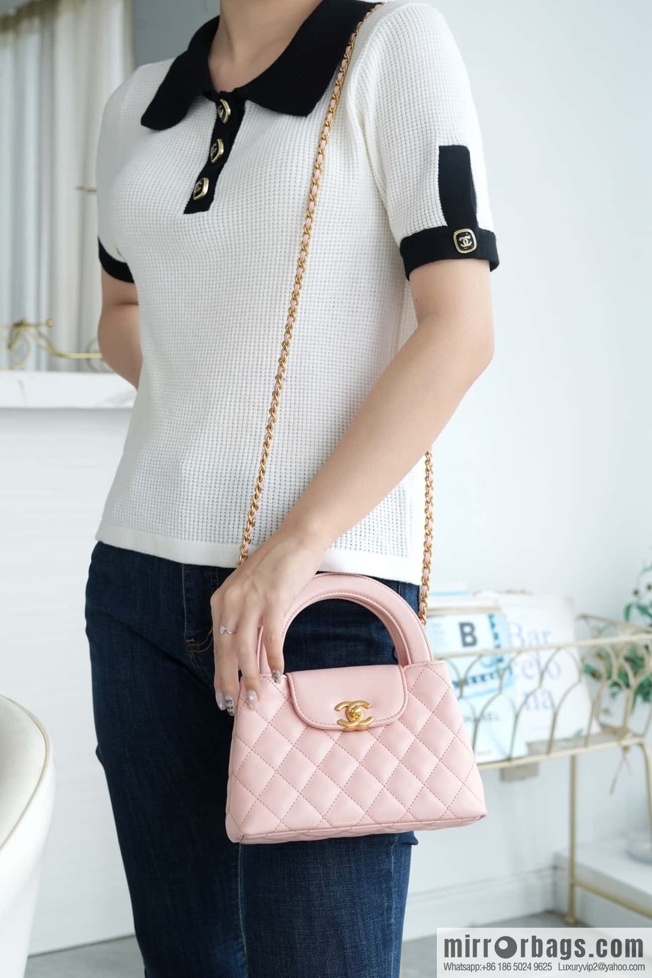 CHANEL 24S New Color Kelly Handle Bag, Large, Light Pink AS4416