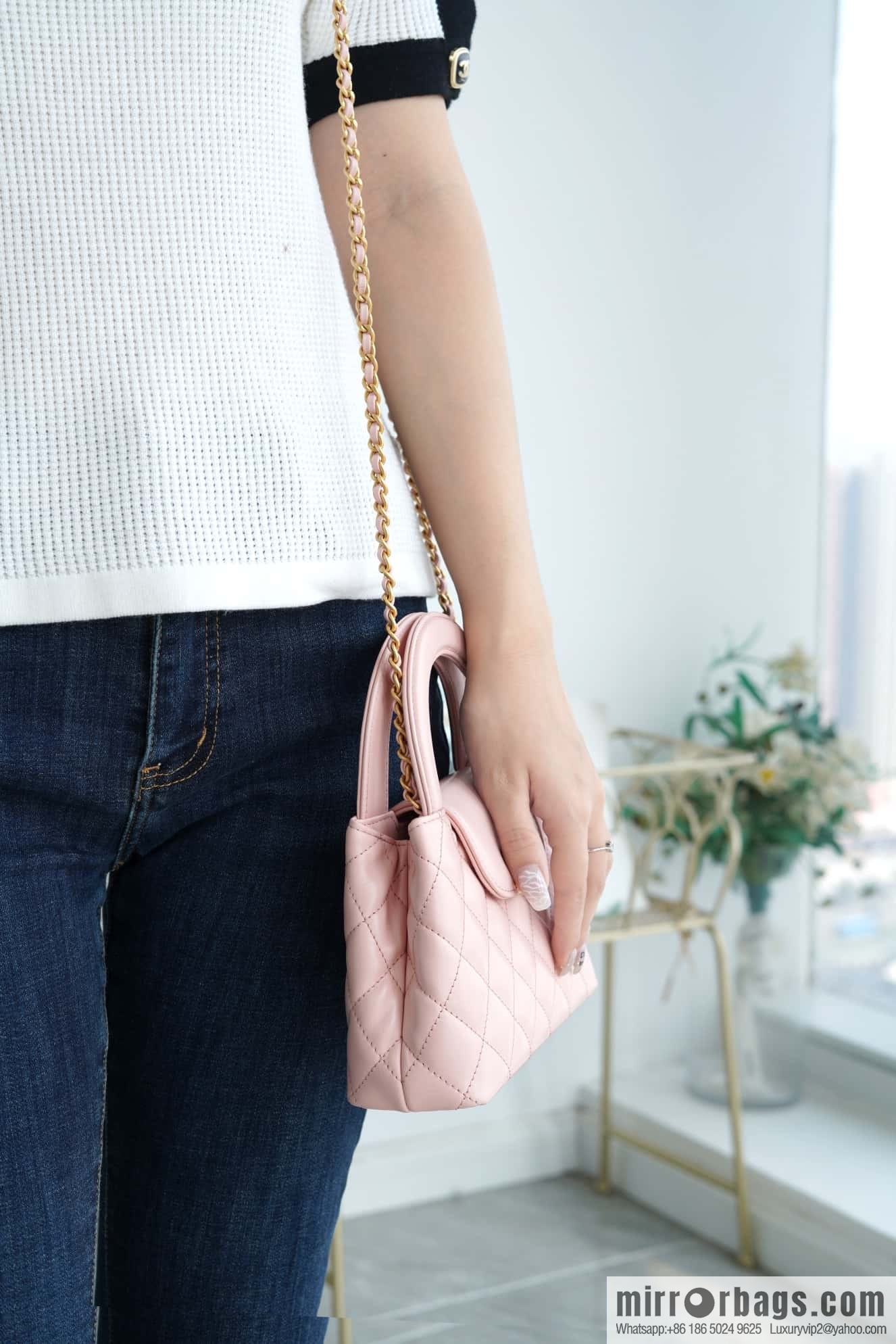 CHANEL 24S New Color Kelly Handle Bag, Large, Light Pink AS4416