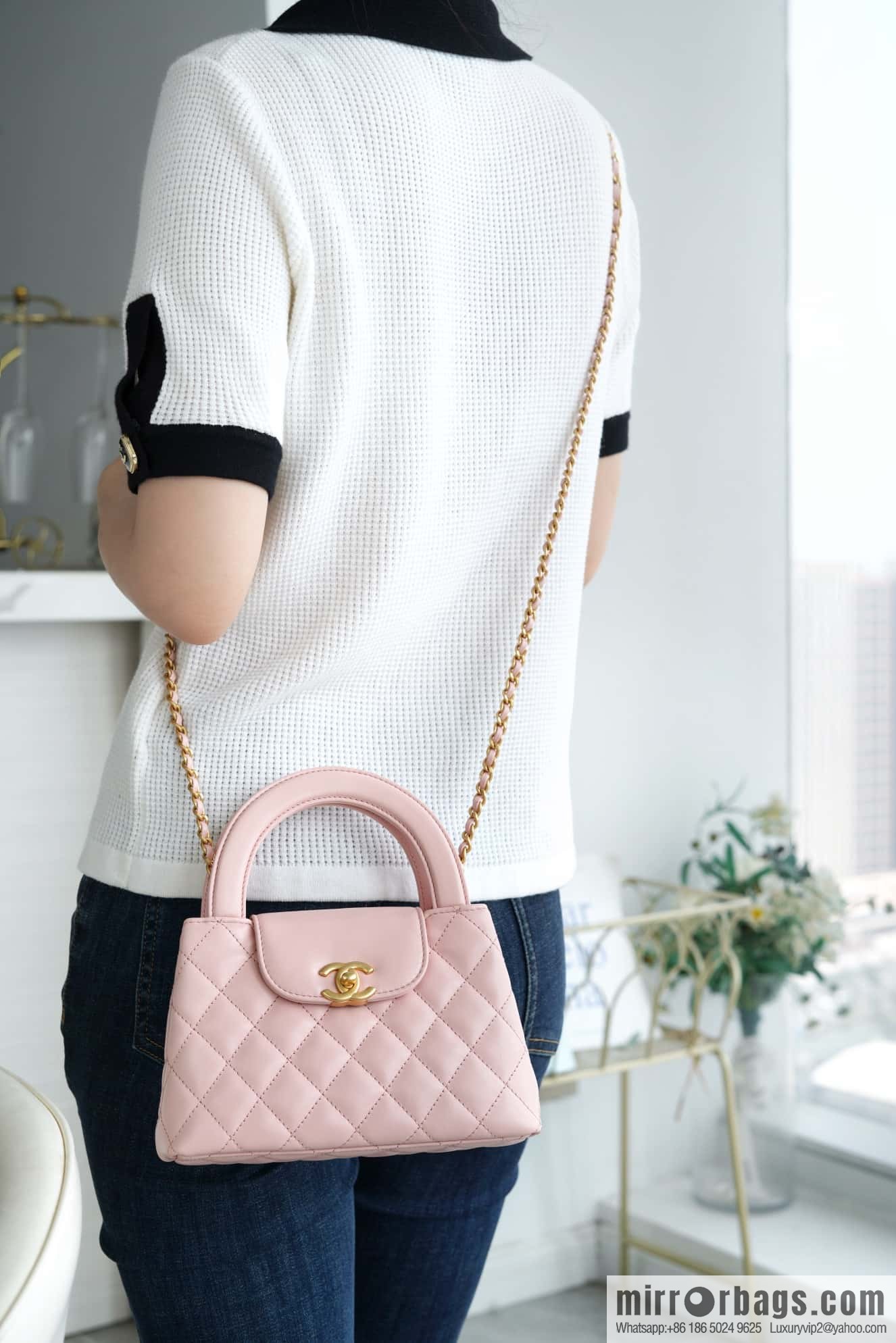 CHANEL 24S New Color Kelly Handle Bag, Large, Light Pink AS4416