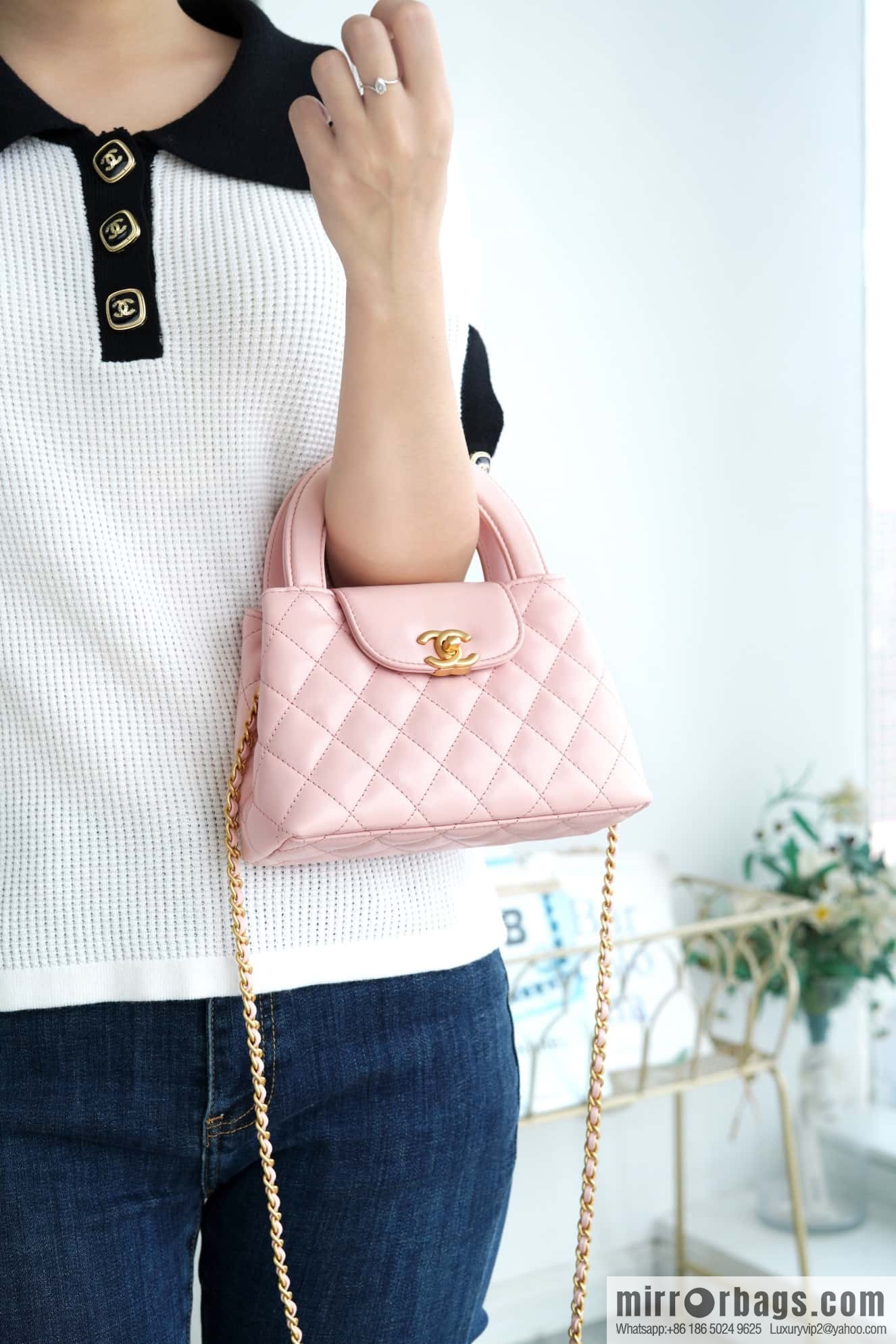 CHANEL 24S New Color Kelly Handle Bag, Large, Light Pink AS4416