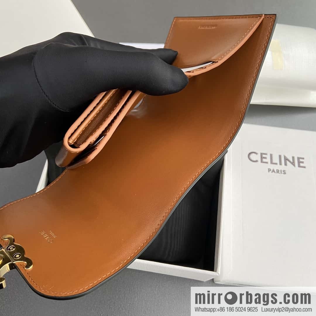 CELINE TRIOMPHE Fabric Apricot Cloth and Cow Leather Short Wallet 10D782CQH.04LU783