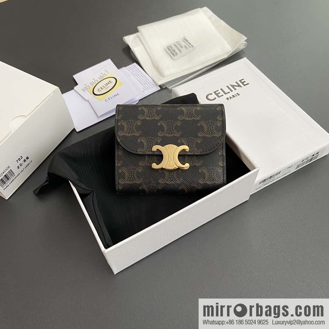 CELINE TRIOMPHE logo printed short wallet 10D782CQH.04LU783