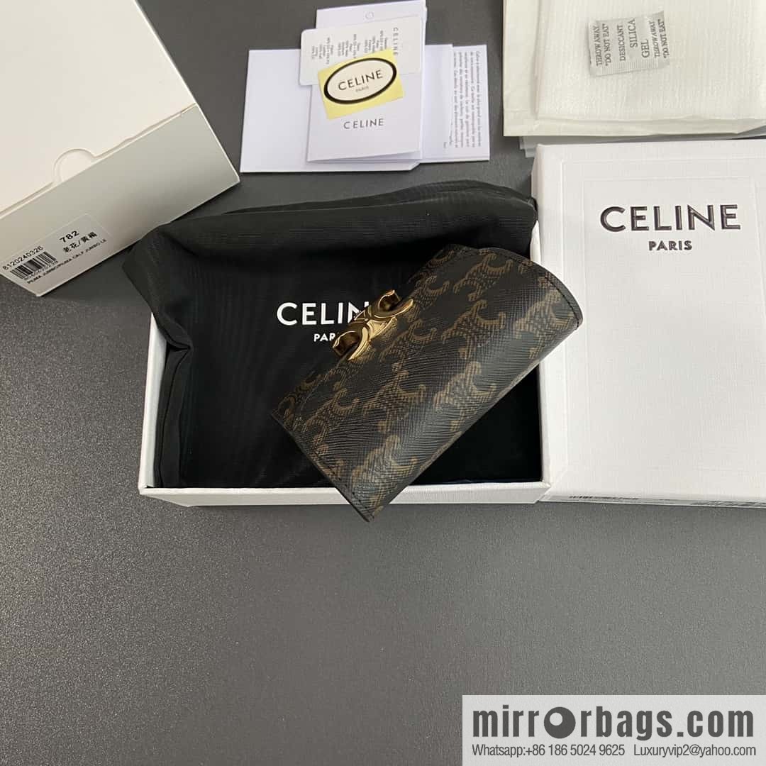 CELINE TRIOMPHE logo printed short wallet 10D782CQH.04LU783