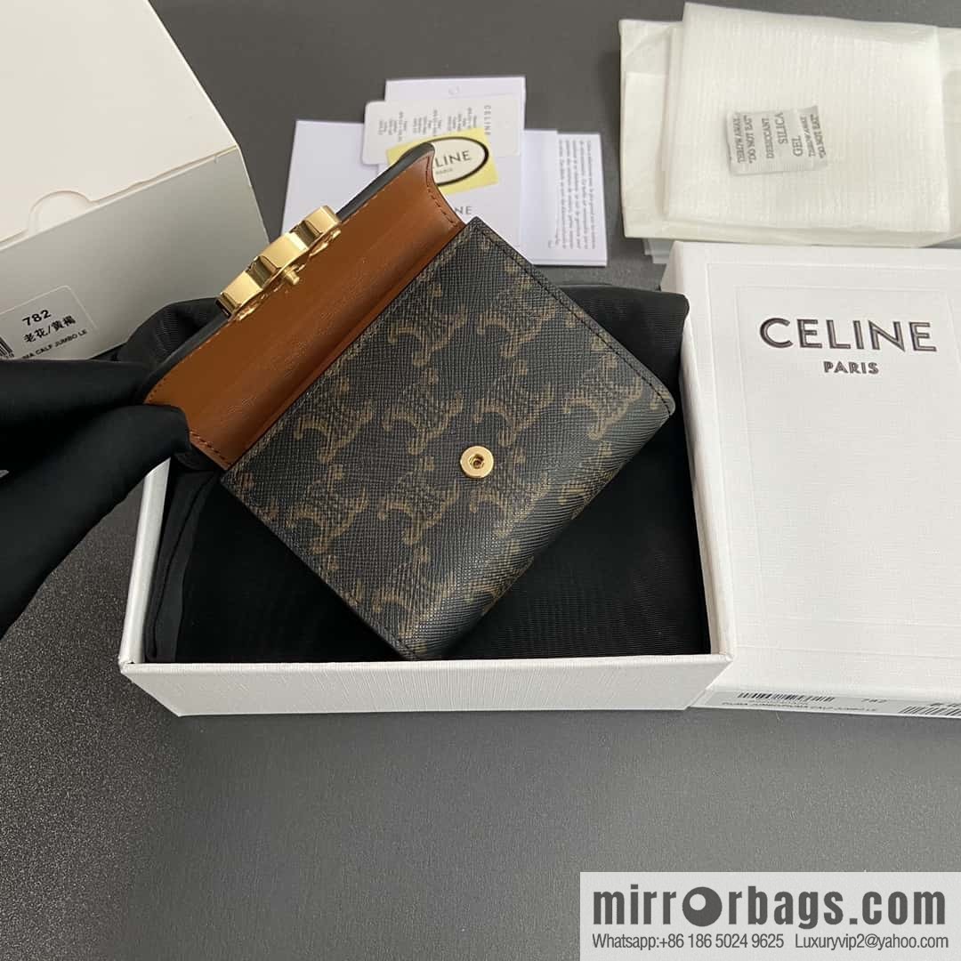 CELINE TRIOMPHE logo printed short wallet 10D782CQH.04LU783