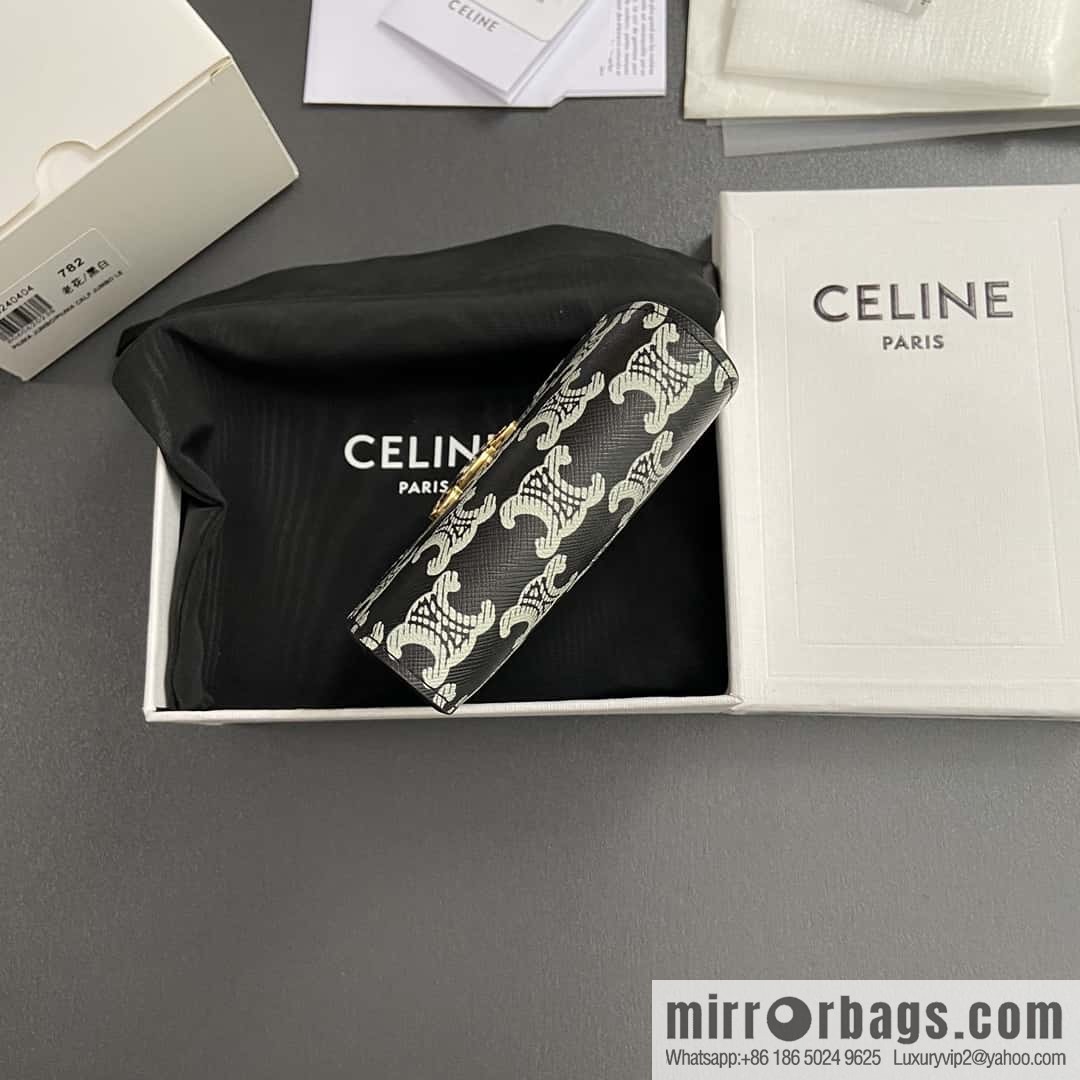 CELINE TRIOMPHE logo printed short wallet 10D782CQH.04LU783
