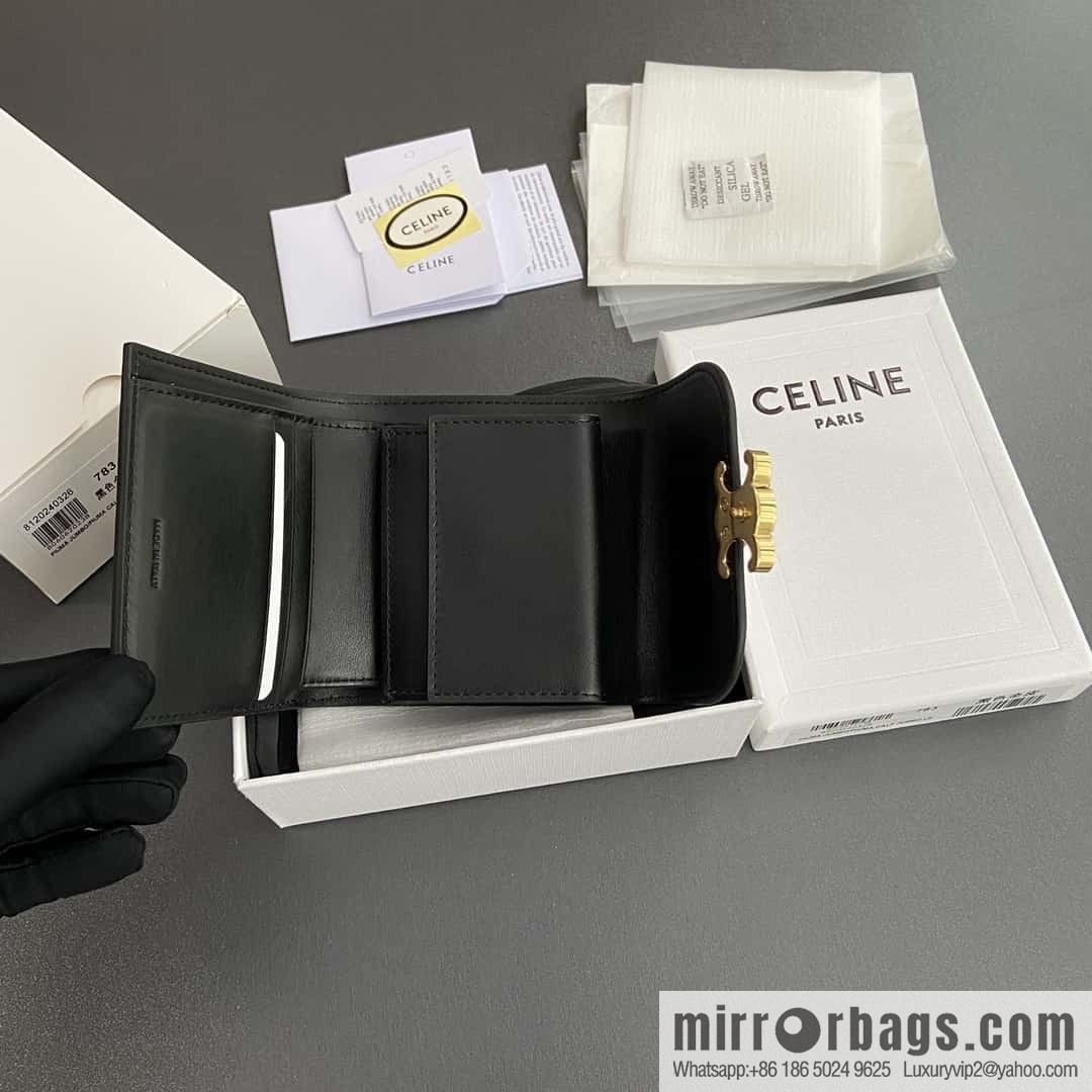 CELINE TRIOMPHE shiny cow leather wallet 10D782CQH.04LU783