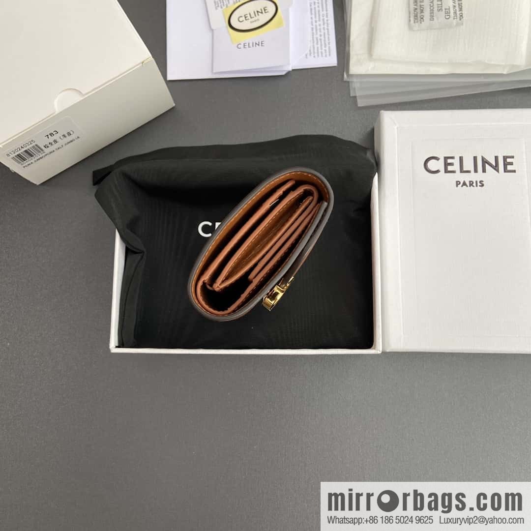 CELINE TRIOMPHE shiny sheep leather wallet 10D782CQH.04LU783