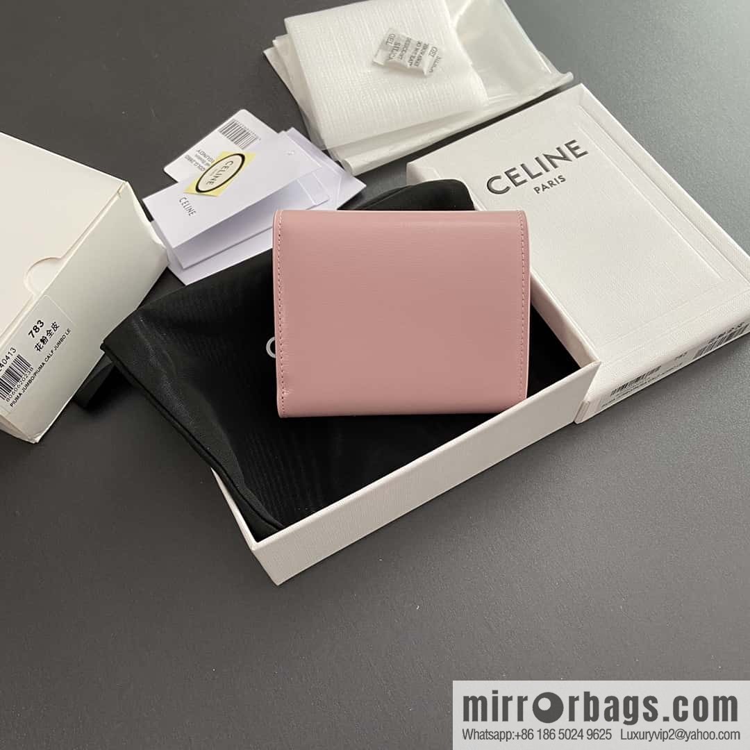 CELINE TRIOMPHE shiny cow leather wallet 10D782CQH.04LU783 pollen full leather