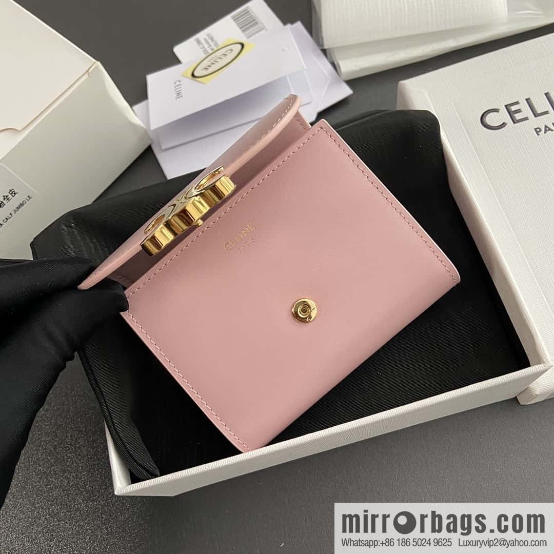 CELINE TRIOMPHE shiny cow leather wallet 10D782CQH.04LU783 pollen full leather