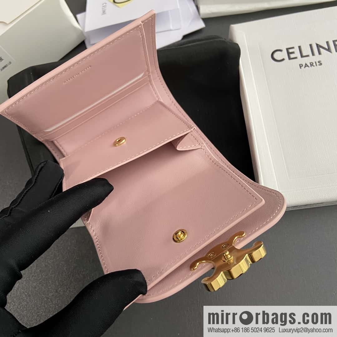 CELINE TRIOMPHE shiny cow leather wallet 10D782CQH.04LU783 pollen full leather