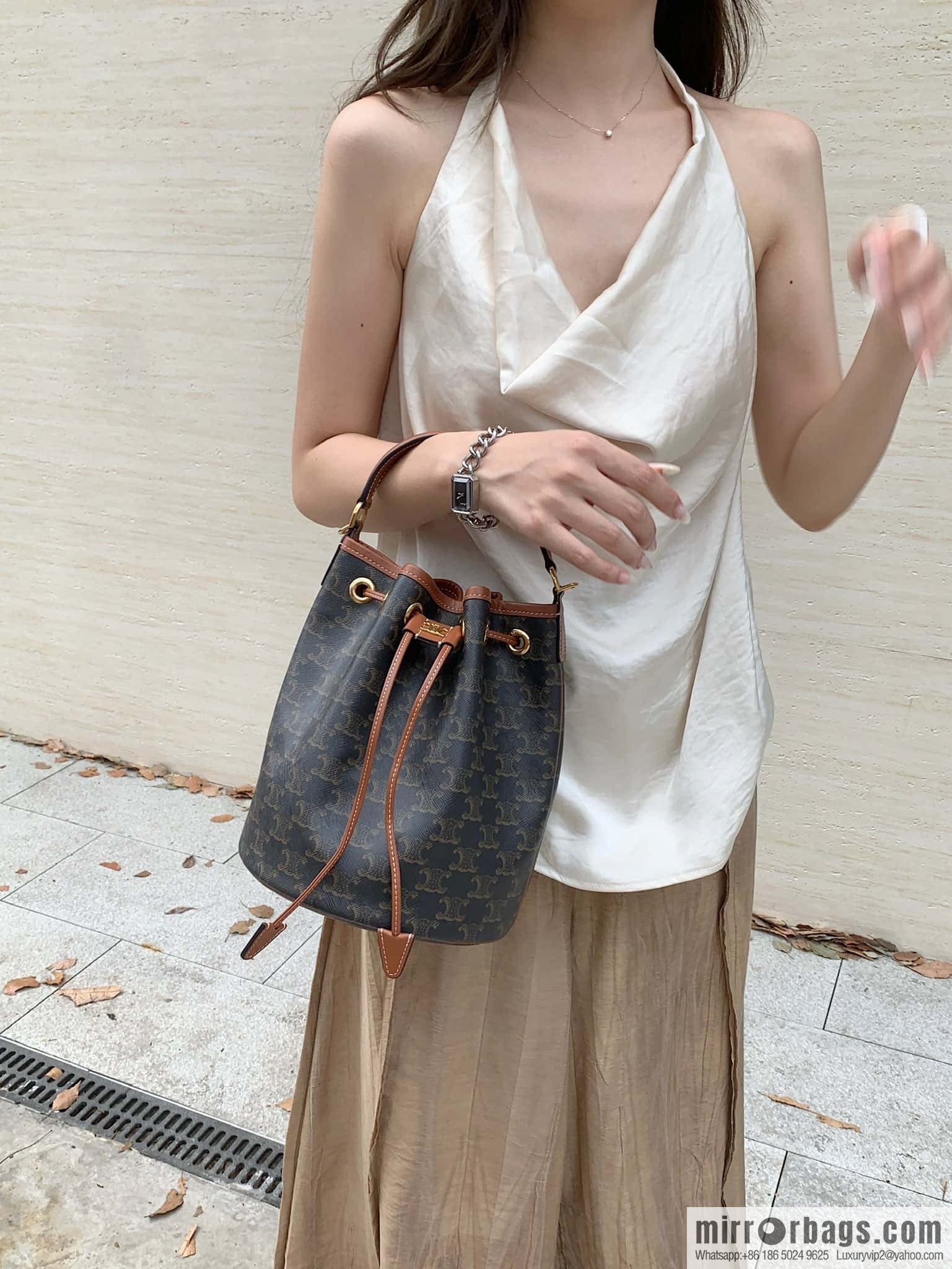 CELINE CLARA logo printed cow leather handbag 116882