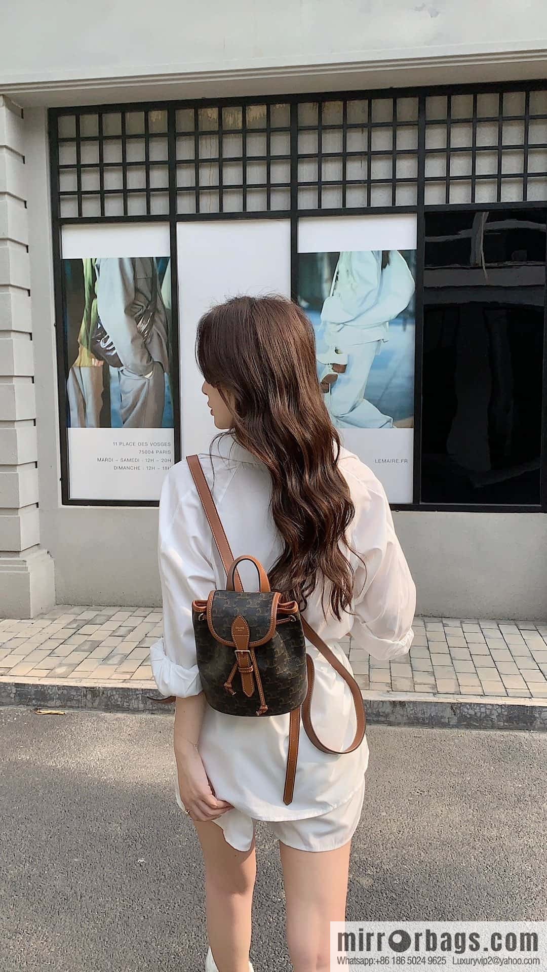CELINE FOLCO TRIOMPHE CANVAS logo print and cow leather mini backpack 197662