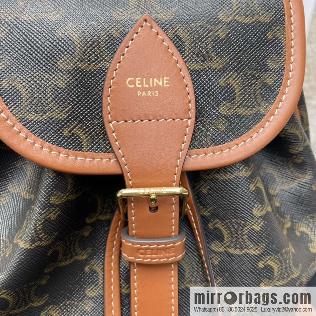 CELINE FOLCO TRIOMPHE CANVAS logo print and cow leather mini backpack 197662