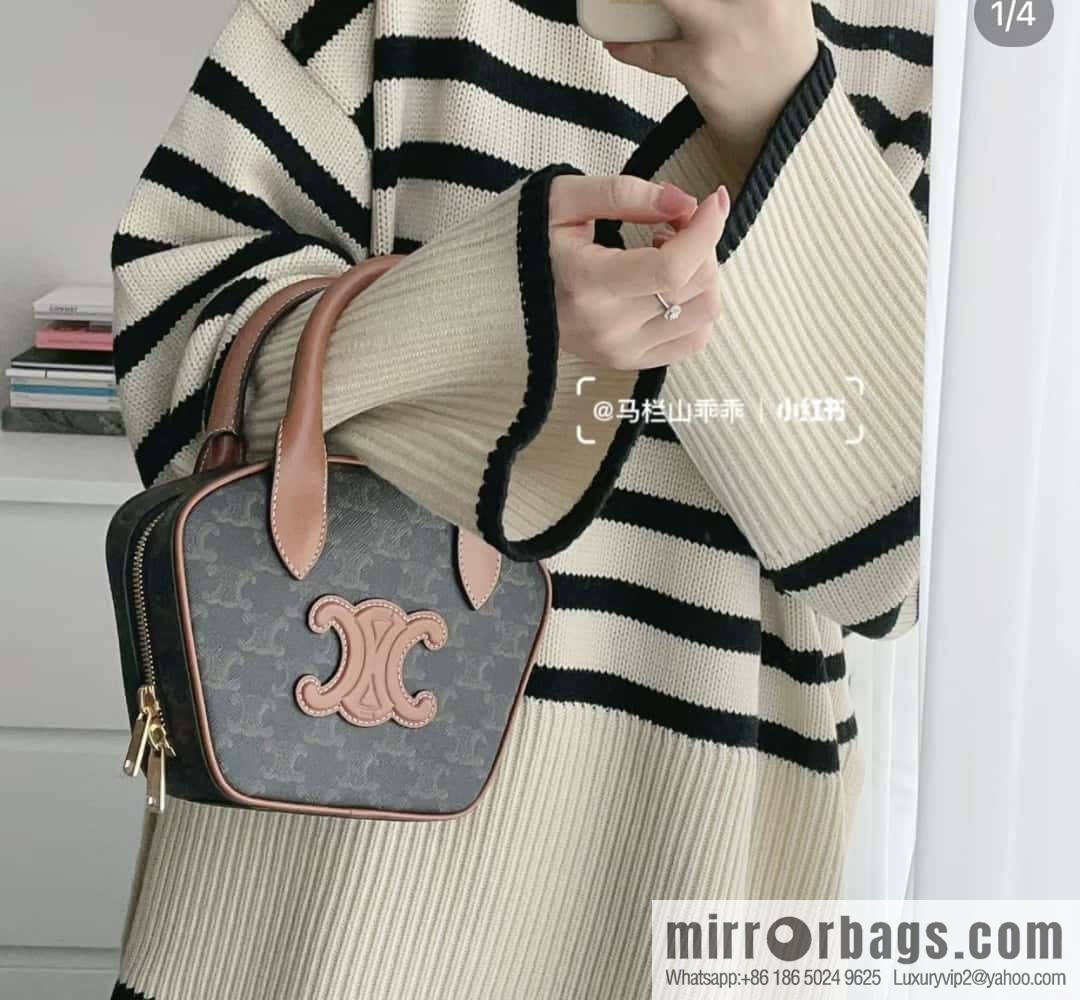 CELINE Mini Arc de Triomphe Logo Printed Bowling Bag 110462