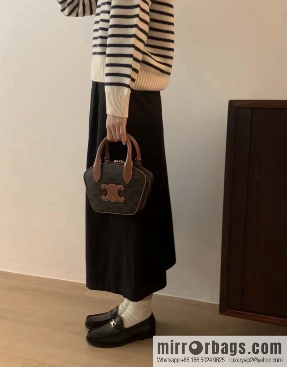 CELINE Mini Arc de Triomphe Logo Printed Bowling Bag 110462