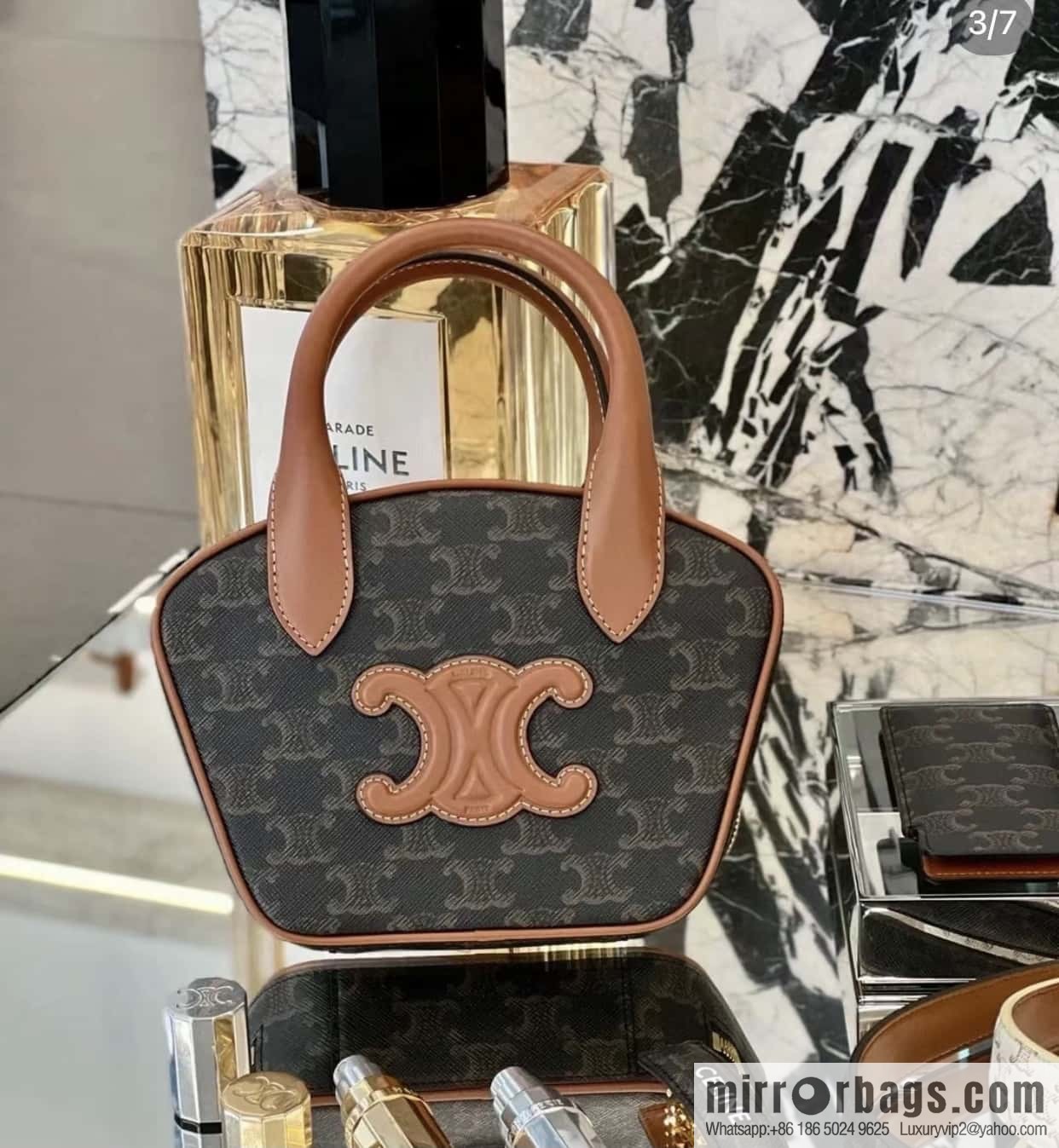 CELINE Mini Arc de Triomphe Logo Printed Bowling Bag 110462