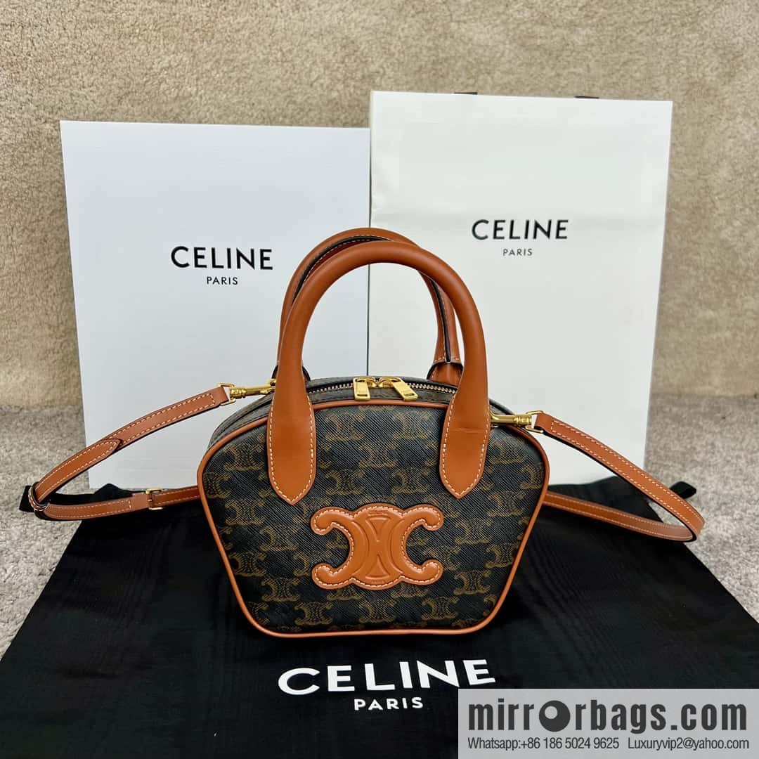 CELINE Mini Arc de Triomphe Logo Printed Bowling Bag 110462