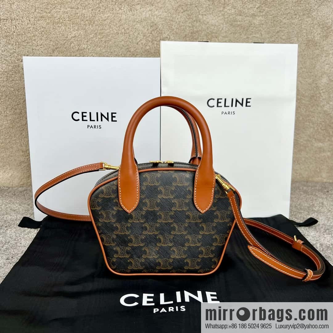 CELINE Mini Arc de Triomphe Logo Printed Bowling Bag 110462