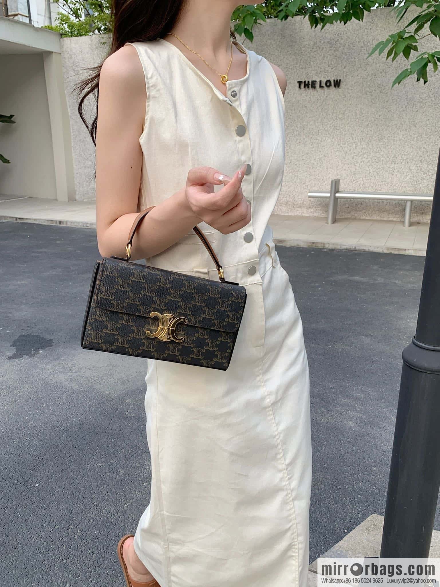 CELINE BOX TRIOMPHE logo printed cow leather handbag 199992