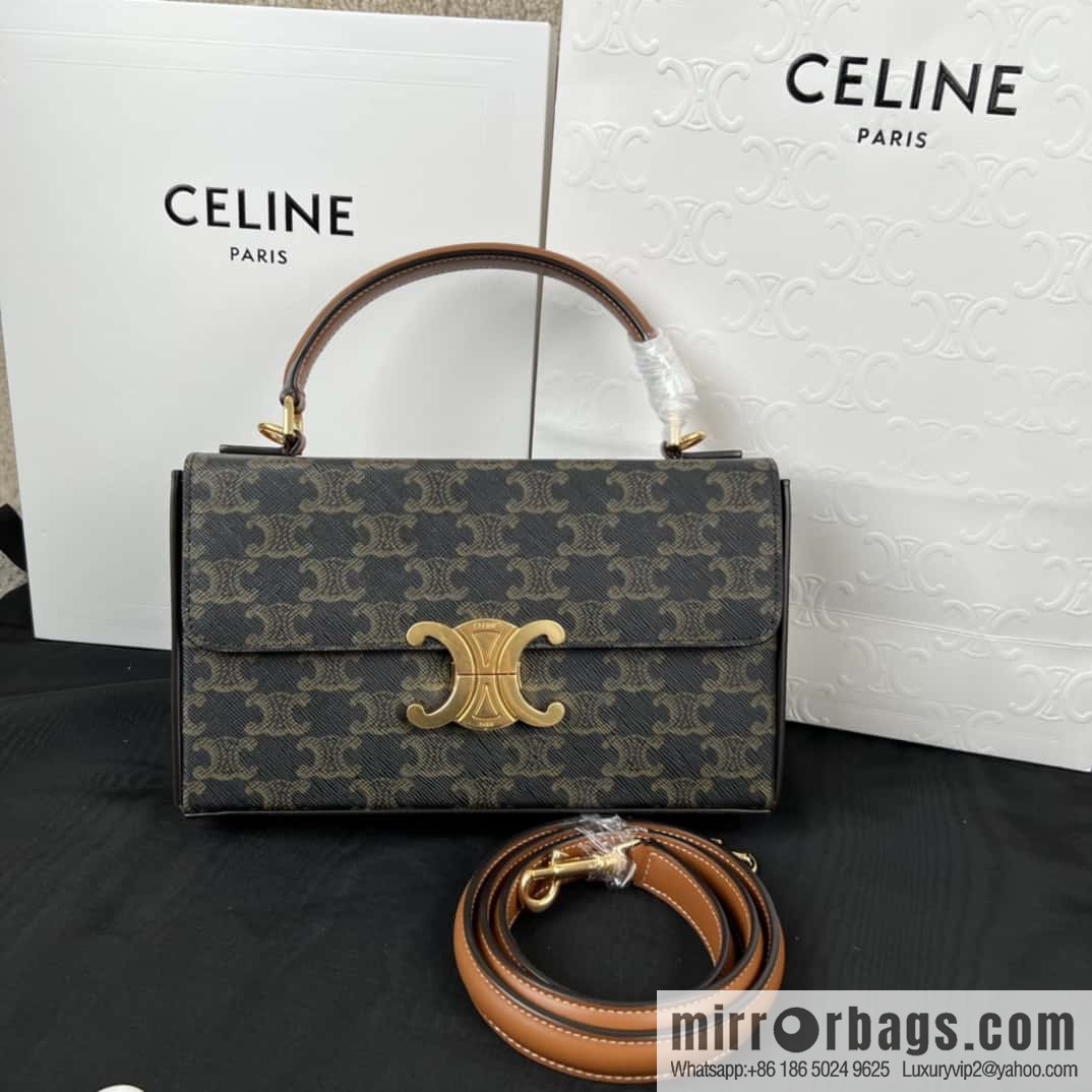 CELINE BOX TRIOMPHE logo printed cow leather handbag 199992