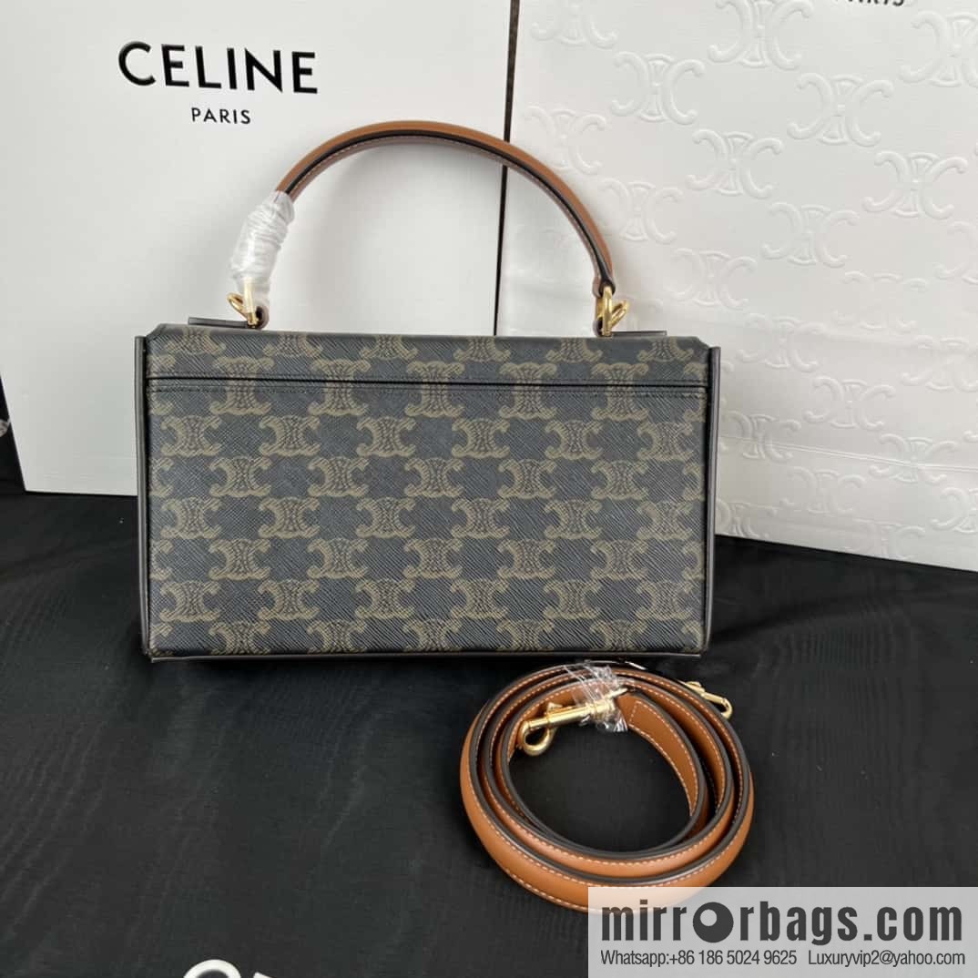 CELINE BOX TRIOMPHE logo printed cow leather handbag 199992