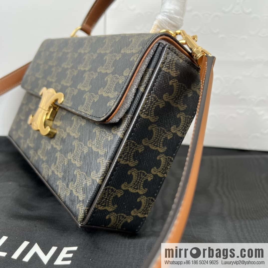 CELINE BOX TRIOMPHE logo printed cow leather handbag 199992