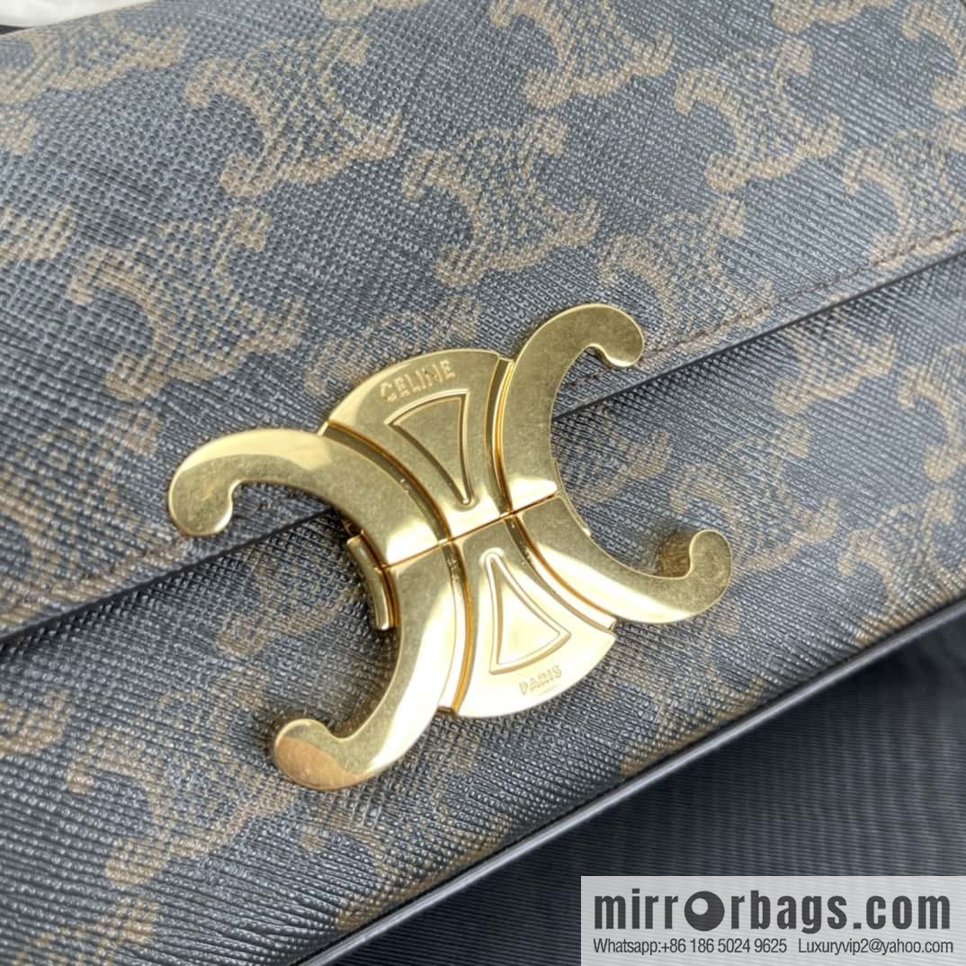 CELINE TRIOMPHE logo print cow leather shoulder backpack tan 194143