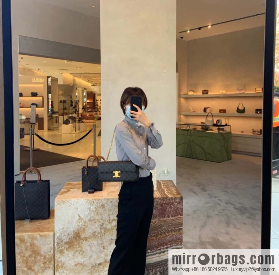 CELINE new TRIOMPHE logo printed chain bag 197412