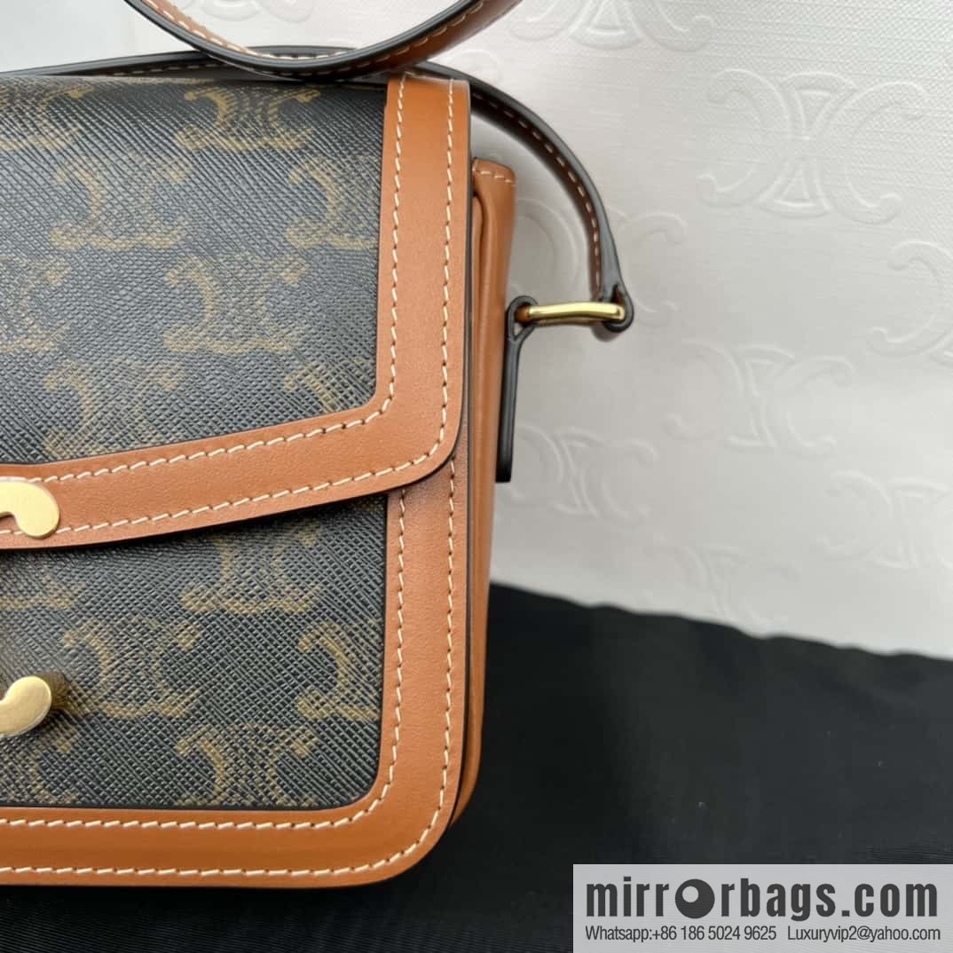 CELINE TRIOMPHE Canvas and calfskin small handbag 188882
