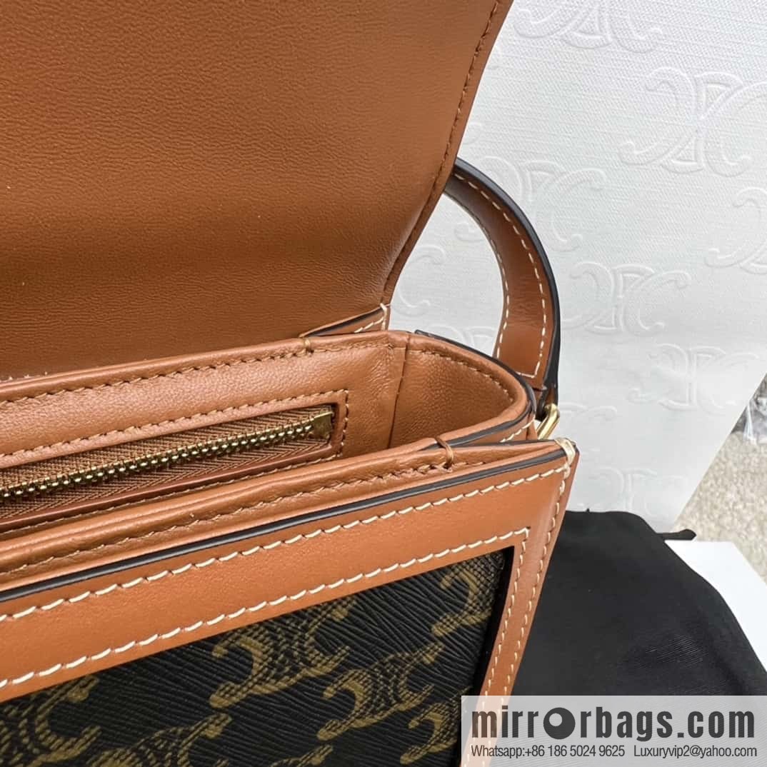 CELINE TRIOMPHE Canvas and calfskin small handbag 188882
